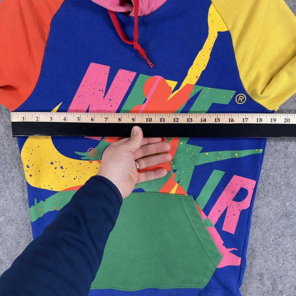 Jordan Nike Air Hoodie Mens Medium Multicolor Graphic Fleece Pullover Sweatshirt